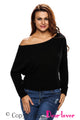 Black Off Shoulder Lightweight Chunky Sweater