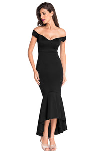 Black Off-shoulder Mermaid Jersey Evening Dress