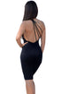 Black One Shoulder Strappy Back Bodycon Party Dress