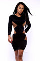 Black Panel Bodycon Dress with Mesh Detail