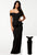 Black Peplum Maxi Dress With Drop shoulder