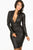 Black Plunging V-neck Long-sleeve Leather Dress