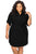 Black Plus Size Belted Textured Shirt Dress