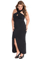 Black Plus Size Cross Halter Jersey Dress