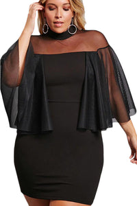 Black Plus Size Semi-sheer Dress