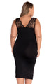 Black Plus Size Slinky Lace Ruched Dress