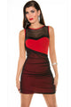 Black Red Mesh Sequined Bodycon Dress