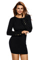 Black Ribbed Knit Cut out Back Bodycon Dress