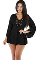 Black Rope Bell Sleeve Romper