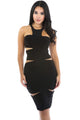 Black Ruched Cutout Side Club Dress