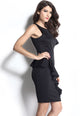 Black Ruffle Bonded Texture Body-Conscious Dress