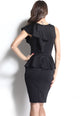 Black Ruffle Bonded Texture Body-Conscious Dress