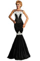 Black Sequin Applique Evening Party Mermaid Dress