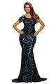 Black Sequin Embellishment Elegant Mermaid Evening Gown