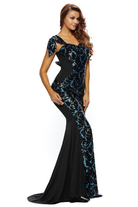 Black Sequin Embellishment Elegant Mermaid Evening Gown