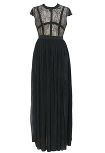 Black Sheer Lace Chiffon Evening Dress