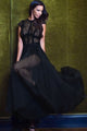 Black Sheer Lace Chiffon Evening Dress