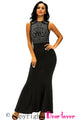 Black Shimmering Rhinestone Embellished Maxi Mermaid Dress