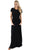 Black Short Sleeve Ruched Waist Maxi Dress