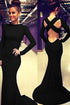 Black Sleeved Floor-length Dress with Cutout Back