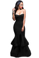 Black Strapless Padded Ponte Gown