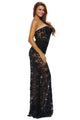Black Strapless Sheer Lace Romper Dress