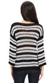 Black Stripes Long Sleeve Sheer Knit Sweater