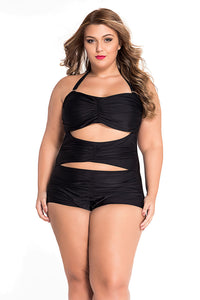 Black Sweetheart Ruched Plus Size Swimsuit