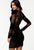 Black Velvet Lace Long Sleeves Vintage Dress