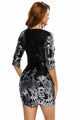 Black Victorian Silver Sequins 3/4 Sleeves Bodycon Dress