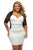 Black White Ruched Lace Illusion Plus Dress