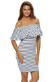 Black White Striped Off-shoulder Bodycon Dress