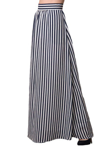 Black White Stripes Adult Maxi Skirt