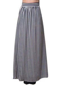 Black White Stripes Adult Maxi Skirt