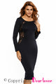 Black Womanly Lace Back Midi Dress