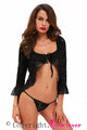 Black Womens Long Sleeve Lace Jacket with Thong