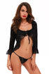 Black Womens Long Sleeve Lace Jacket with Thong