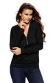 Black Zip Up V Neck Loose Fit Sweatshirt