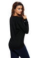 Black Zip Up V Neck Loose Fit Sweatshirt