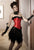 Black-red Ruffled Saloon Overbust Corset