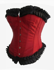 Black-red Ruffled Saloon Overbust Corset