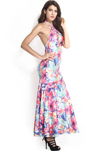 Blooming Floral Print Mermaid Maxi Dress
