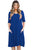 Sexy Blue 3/4 Sleeve Draped Swing Dress