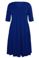 Sexy Blue 3/4 Sleeve Draped Swing Dress