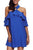 Blue Adorable Sexy O Ring Detail Ruffle Dress