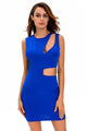 Blue Asymmetric Cutout Sexy Mini Club Dress