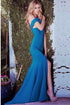 Blue Bare Shoulder Cross Backless Mermaid Floor-length Evening Dress