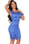 Blue Enticing Lace Surface Backless Bodycon Dress with Lining