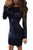 Blue Long Sleeves Cut out Bare Back Sequin Dress