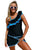 Blue Ruffle Detail One Shoulder Tankini Swimsuit